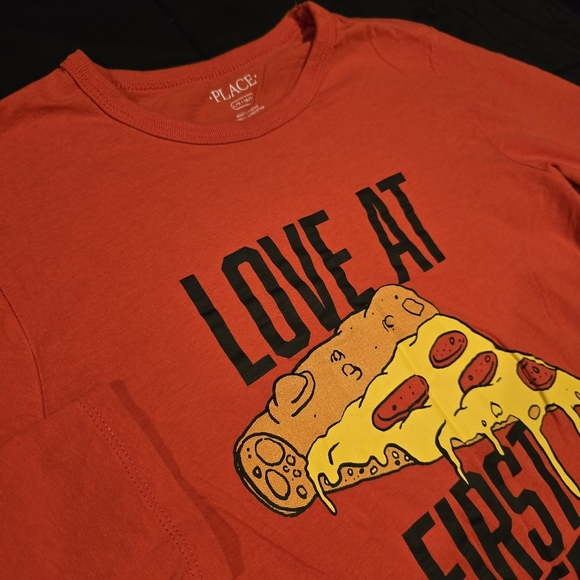 The Childrens Place Boys Pizza Graphic‎ Long Sleeve Shirt Orange Size Large - Picture 2 of 6